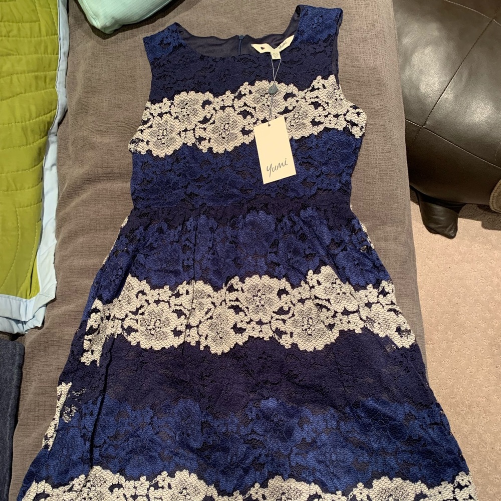 Blue lacy mini dress